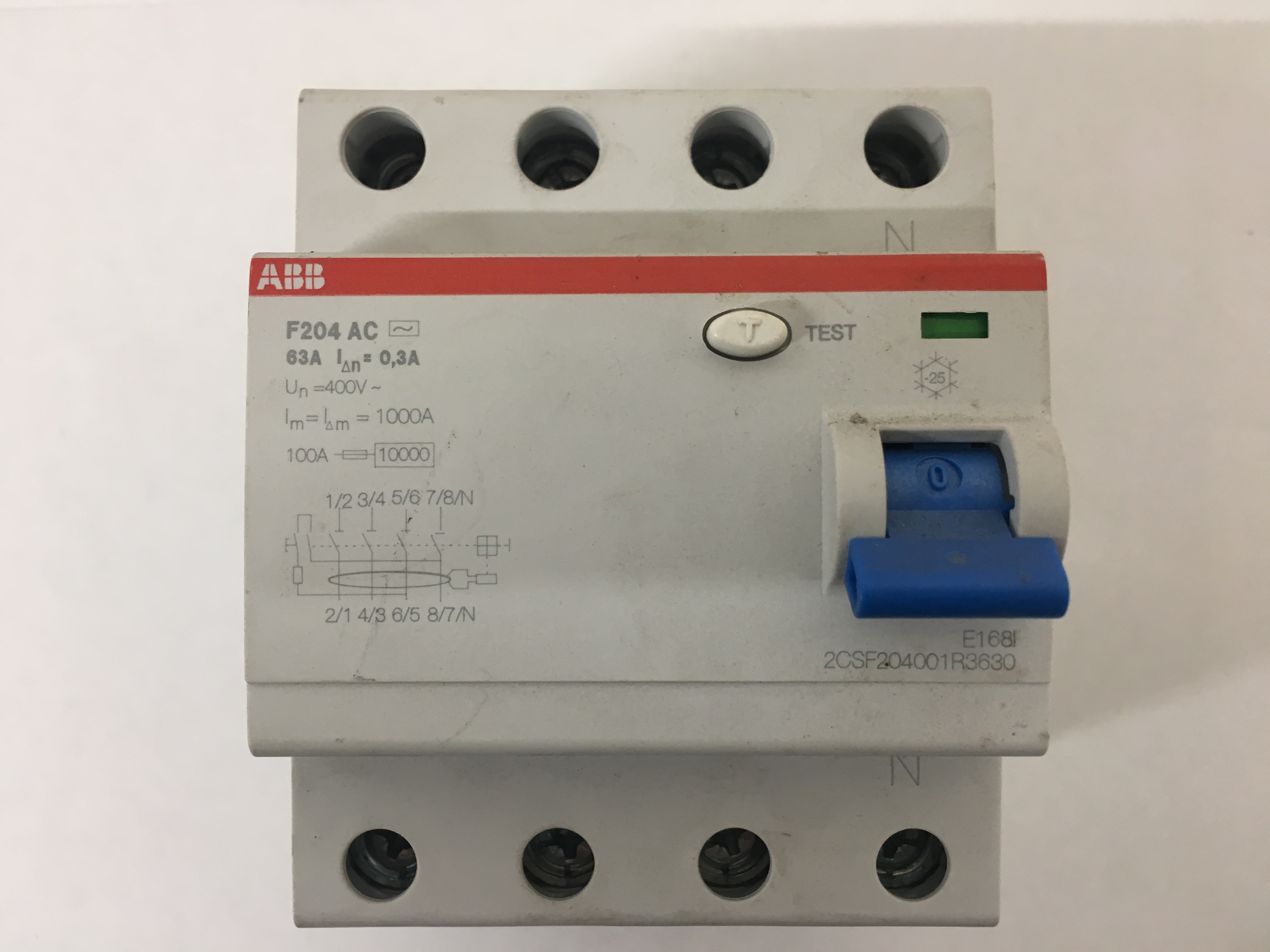 ABB F204 AC 4 Pole RCD Switch 63A/0
